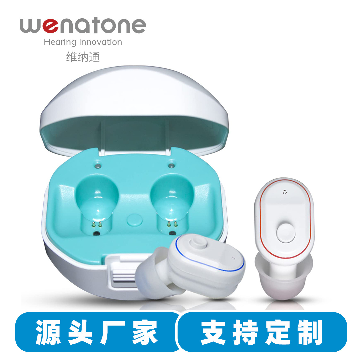 Wienatons 4-channel digital hearing aid angel CN430S old sound amplifier wired into the ear.