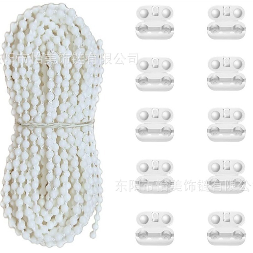 White plastic ropes, 10 meters, white beads, curtain parts.