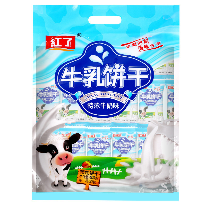 Wholesale of cow-crackers, extra-heavy milk office, leisure food breakfast, 400g self-packaging