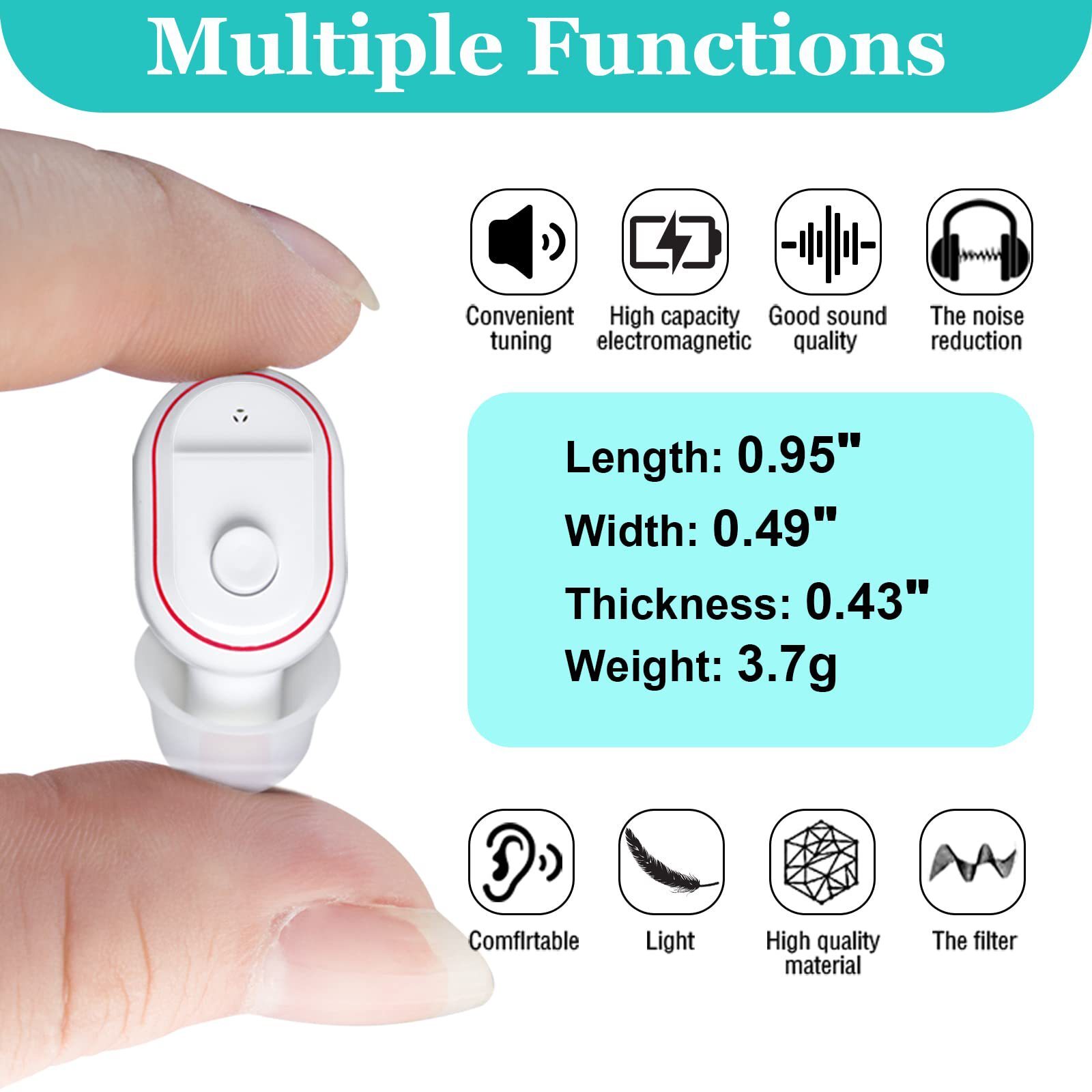 Wienatons 4-channel digital hearing aid angel CN430S old sound amplifier wired into the ear.