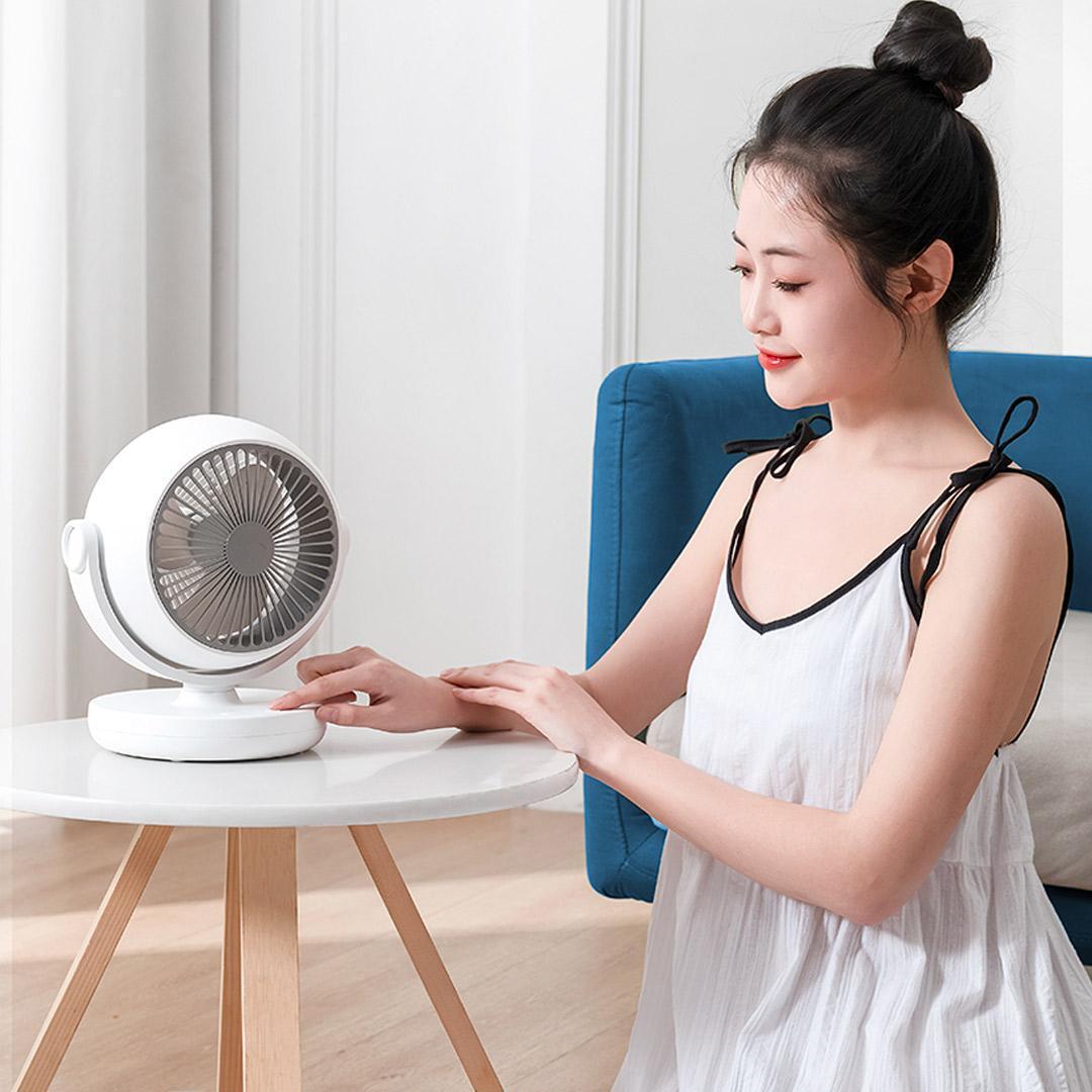 Daphne nhảy lên màn hình nền với một fan vòng tròn với một thiết bị điều khiển máy tính nhỏ.