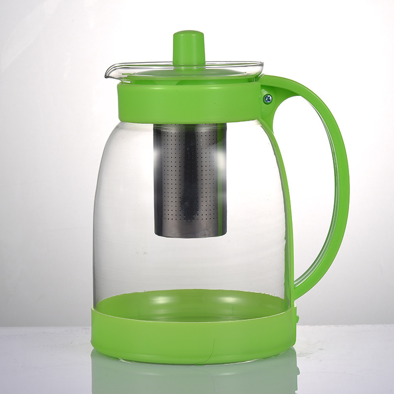 玻璃家用泡茶壶咖啡壶1800ml 带不锈钢过滤网玻璃茶壶 厂家批发