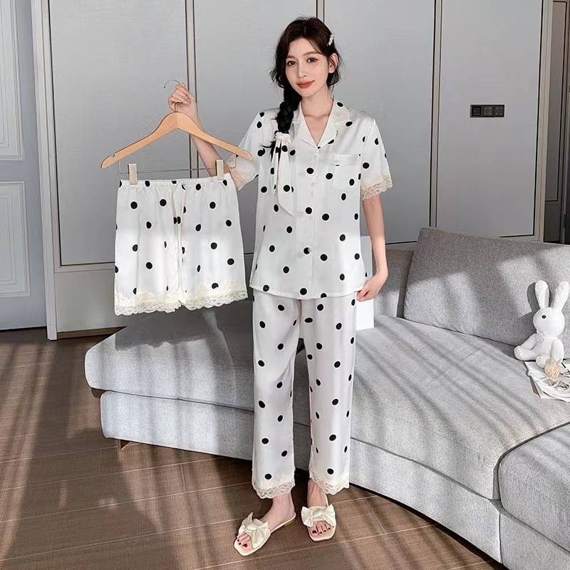Ba đôi vải lụa ngắn, ngọt ngào, mới mùa hè cho bà Botttt's pyjama.