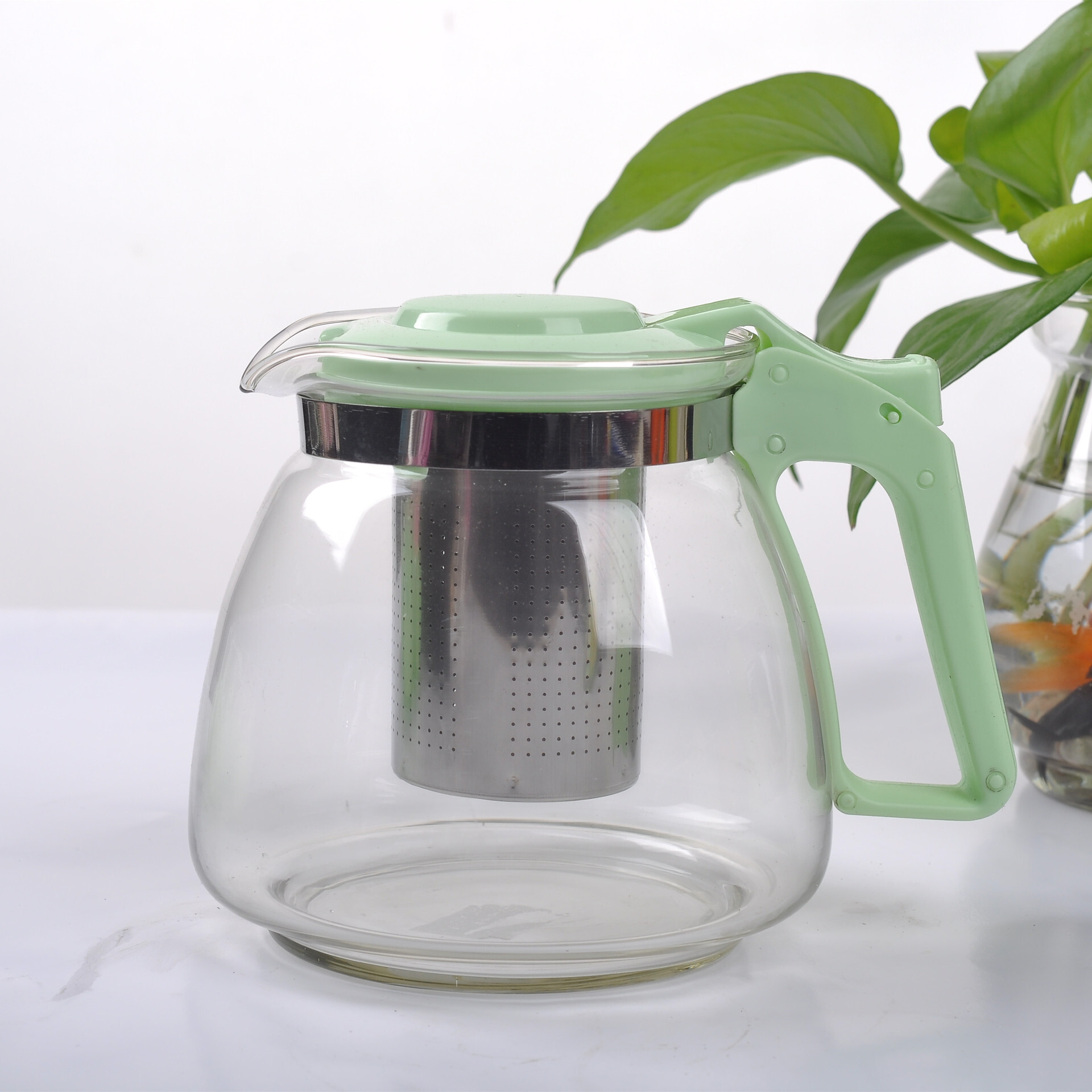 玻璃茶壶田园壶家用家用可爱冷热水壶套装茶壶带杯900ML