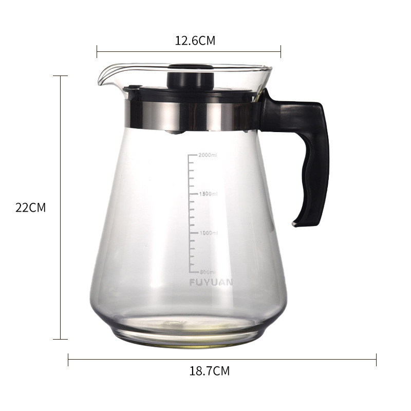 玻璃茶壶冷热水壶凉水壶 大容量泡茶壶刻度大号果汁壶2L 厂家批发