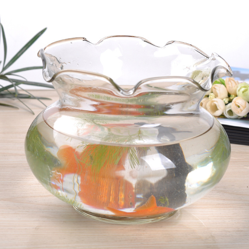 办公室小鱼缸加厚透明玻璃 乌龟缸客厅家用 桌面120x90花边鱼缸