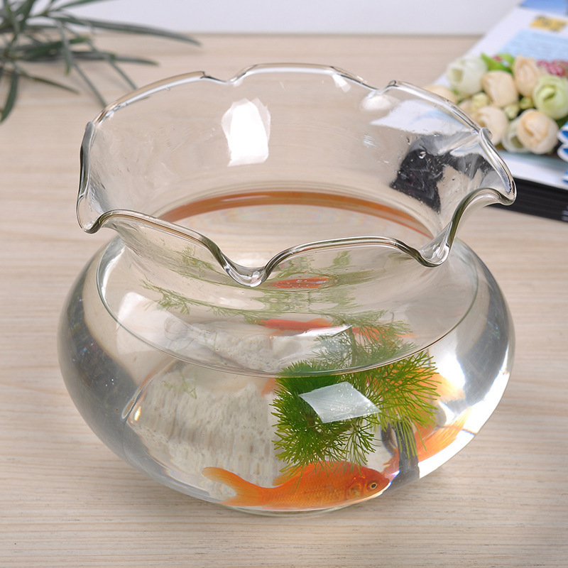 办公室小鱼缸加厚透明玻璃 乌龟缸客厅家用 桌面120x90花边鱼缸