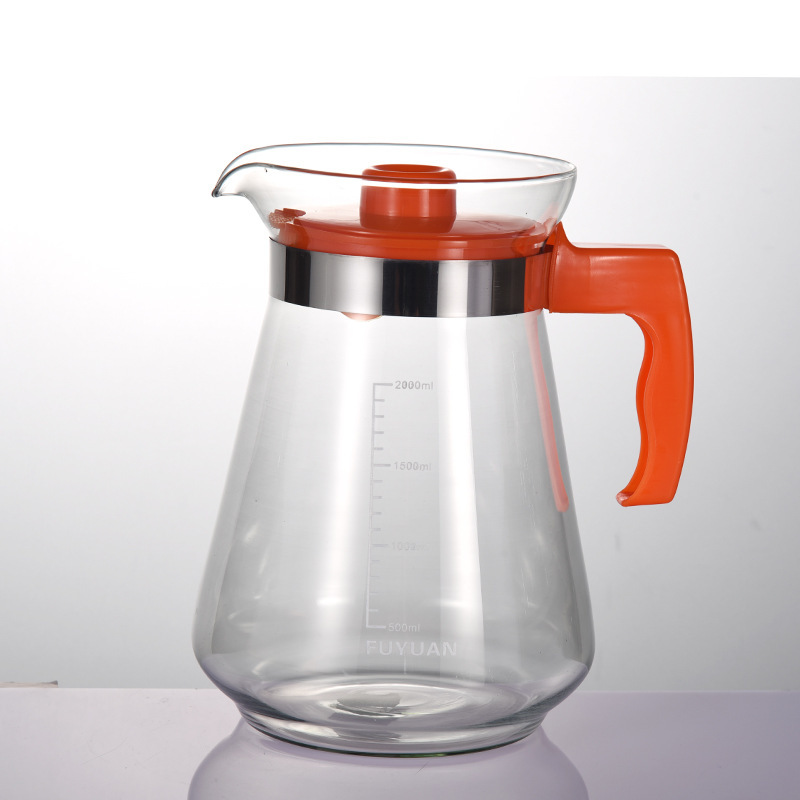 玻璃茶壶冷热水壶凉水壶 大容量泡茶壶刻度大号果汁壶2L 厂家批发