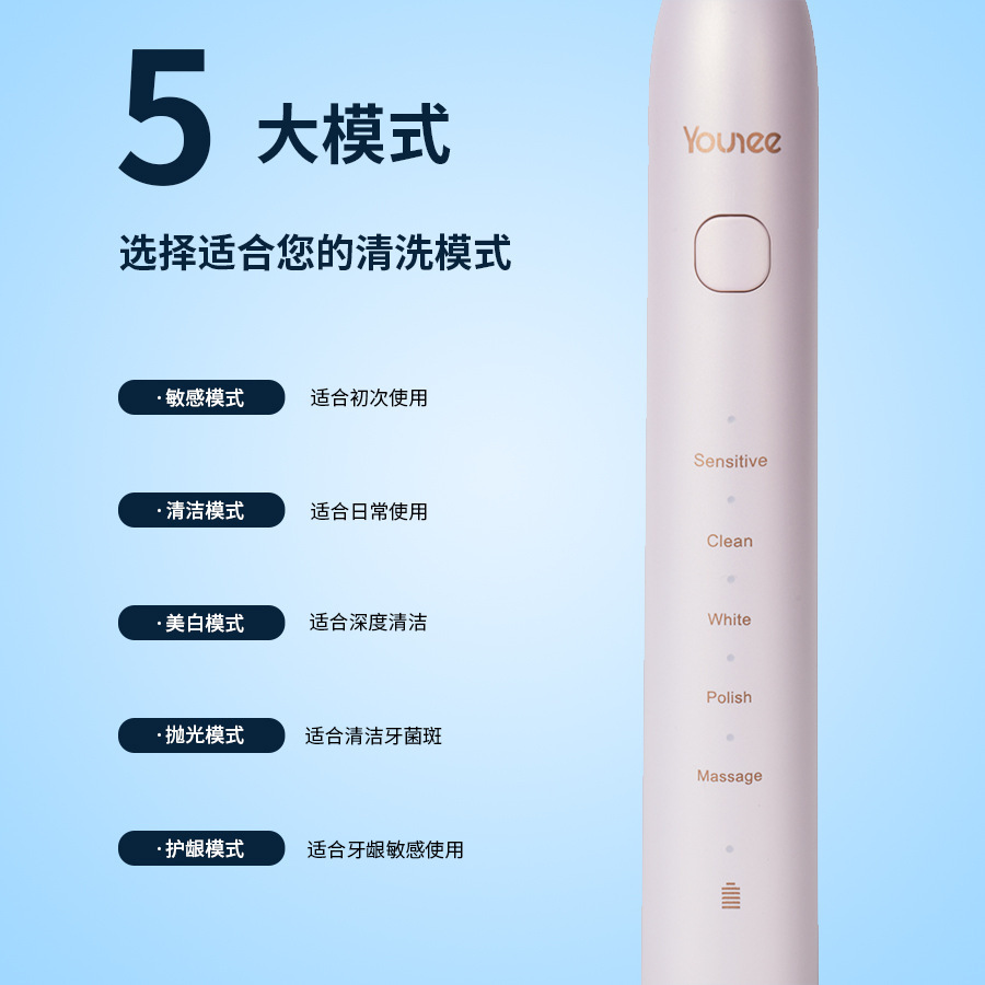 Cross-border magnetic suspended acoustic electric toothbrush, set of five soft, hairy electric toothbrush silent waterproof ultrasound toothbrush