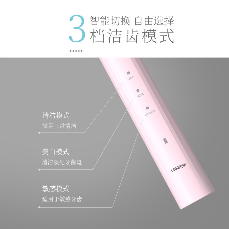 成人7級防水多檔定時充電吹毛牙刷杜邦刷毛定製禮品電動牙刷廠家