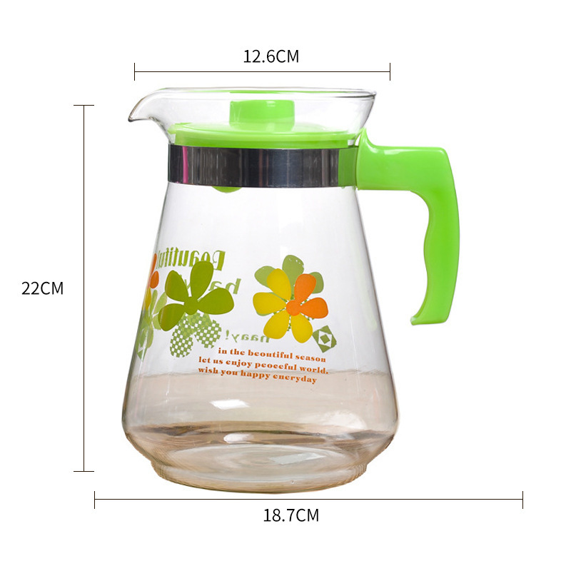 玻璃个性茶壶冷热水壶凉水壶大号果汁饮料壶2000ML透明花茶绿茶2L