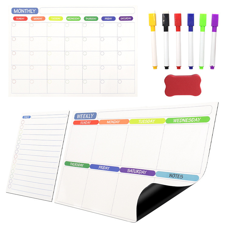 Tùy chỉnh một thư điện tử màu trắng mềm, đen-calendar thông điệp tuần lịch trình bưu điện hàng tháng cho tủ lạnh mềm và trắng bảng