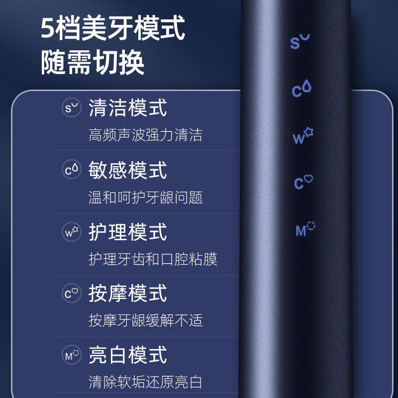 电动牙刷礼盒装男女生防水软毛超声波震动感应充电情侣款电动牙刷