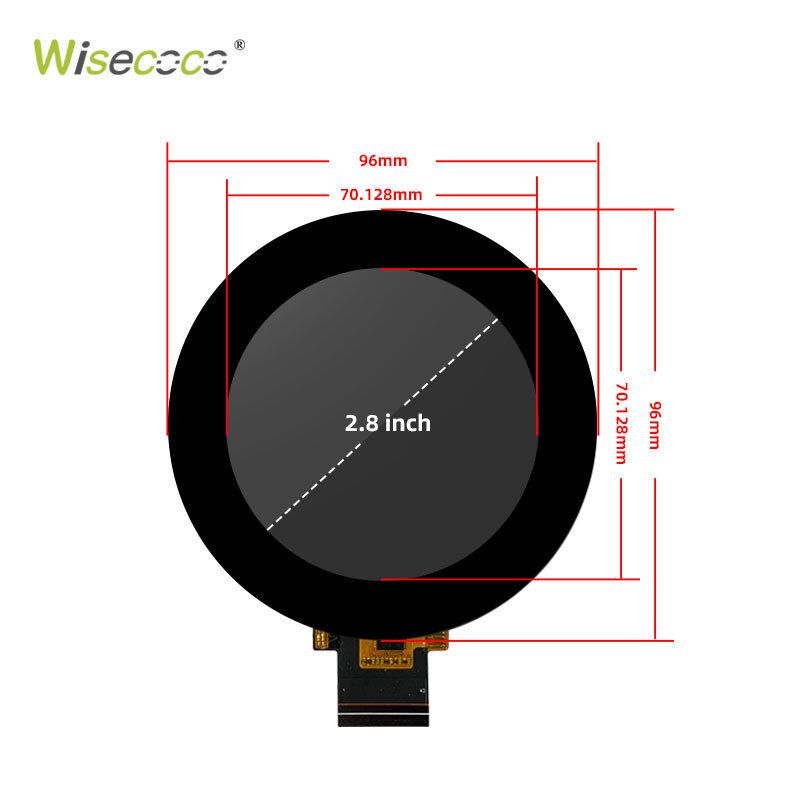 2.8寸480*480圆形触摸屏 ips高清液晶屏mipi接口智能家电显示方案