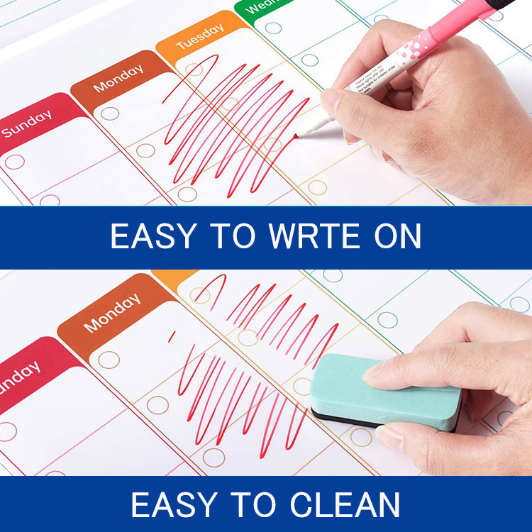 Tùy chỉnh một thư điện tử màu trắng mềm, đen-calendar thông điệp tuần lịch trình bưu điện hàng tháng cho tủ lạnh mềm và trắng bảng
