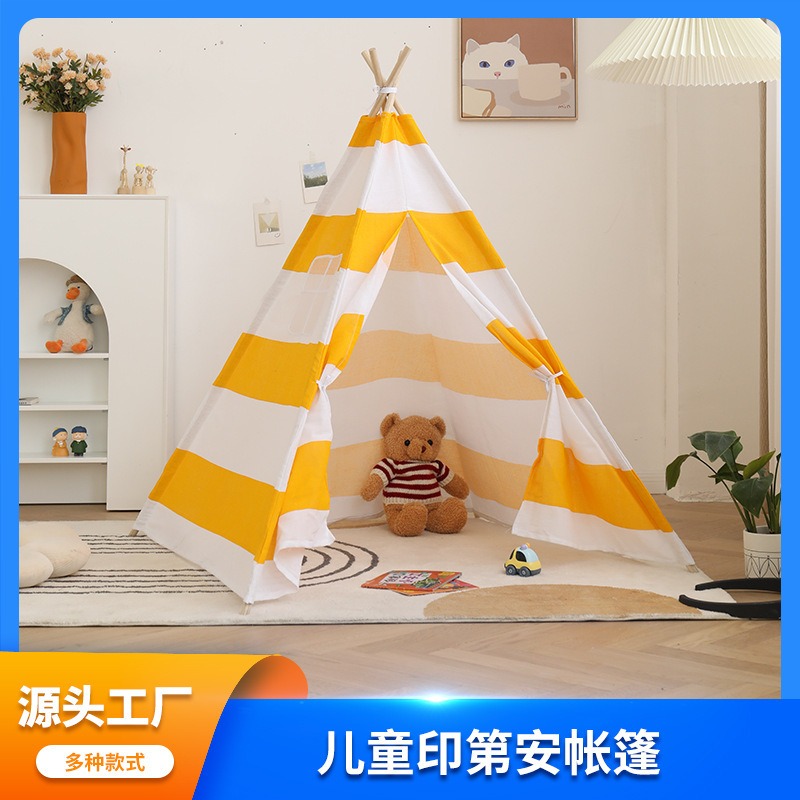 Inswind children's small tent outside the Indian baby play house outdoors picniced with striped tents