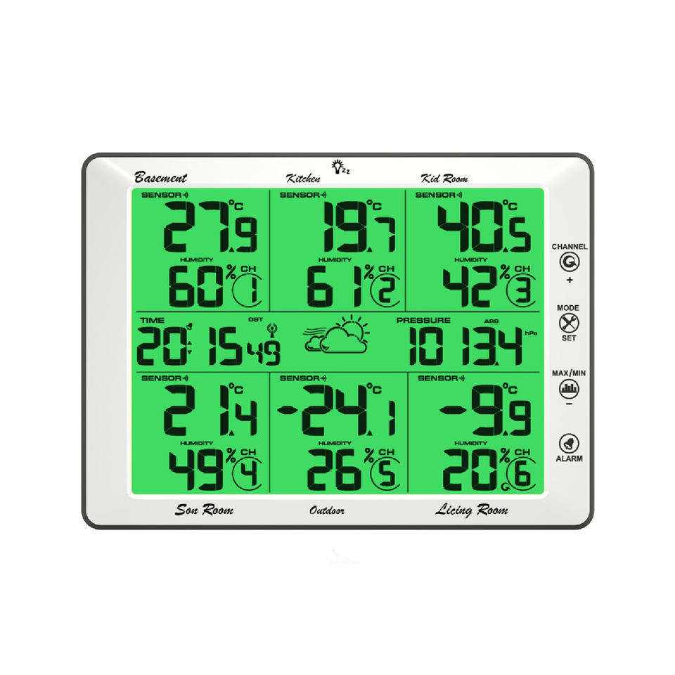 氣象時鐘大屏幕多功能數顯溫度溼度室內外大屏支持多頻道溫溼度計