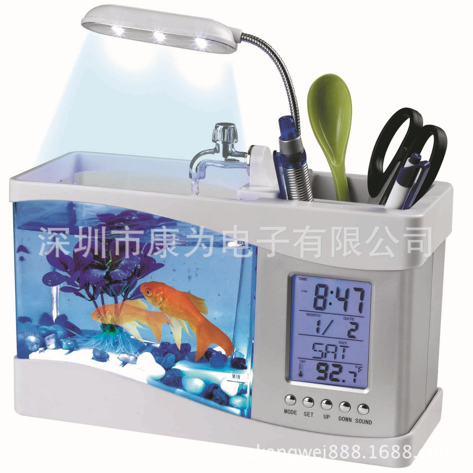 Hoạt động thực tế của bể cá máy tính được tái chế bằng đồng hồ điện tử