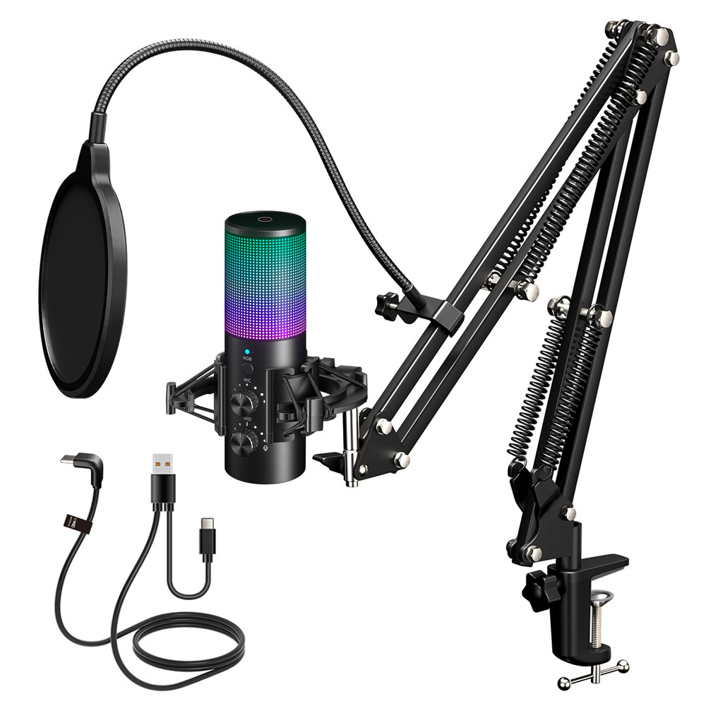 Các giá treo cánh tay U.S.B. Surf trực tiếp trên micro ghi lại micro ánh sáng RGB