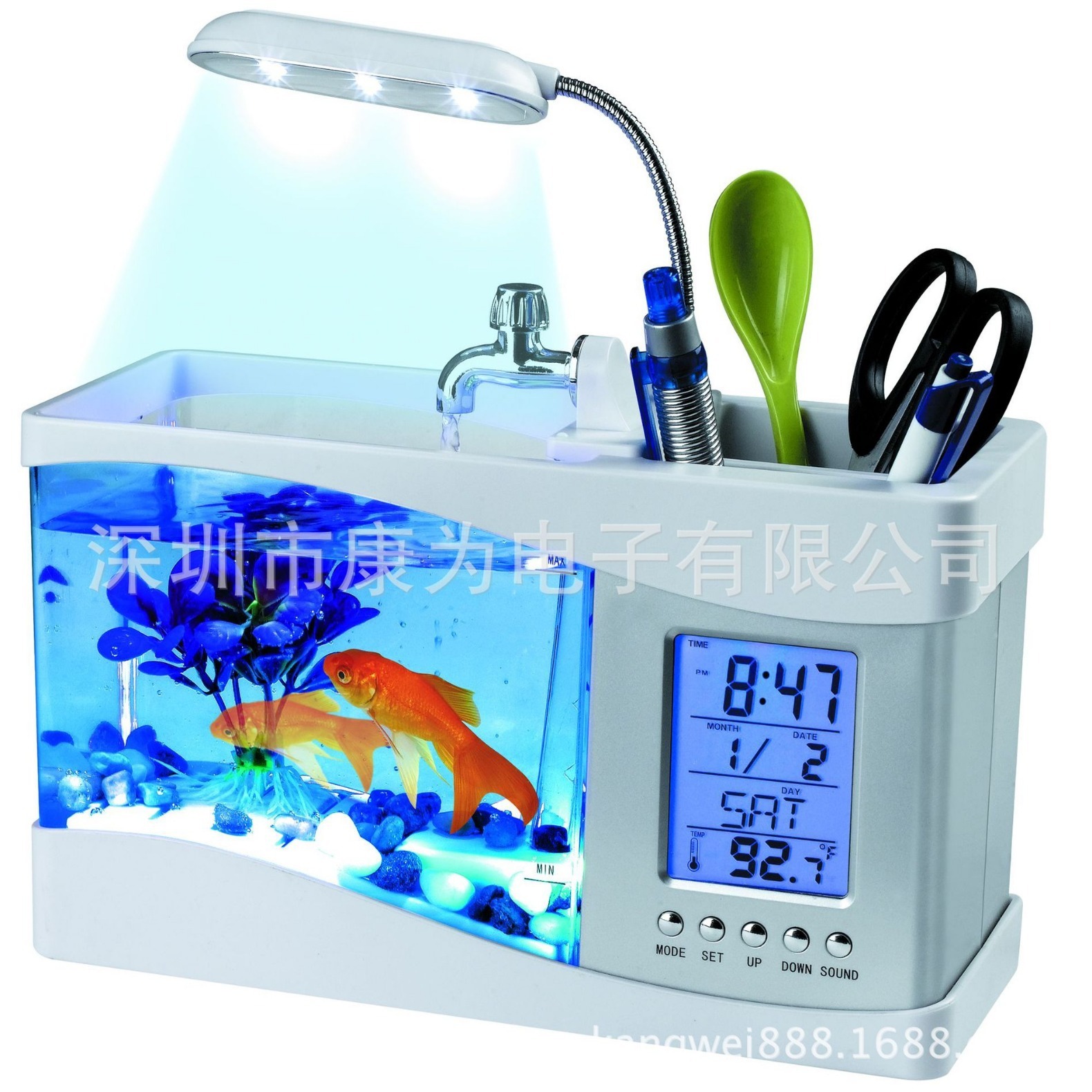 Hoạt động thực tế của bể cá máy tính được tái chế bằng đồng hồ điện tử