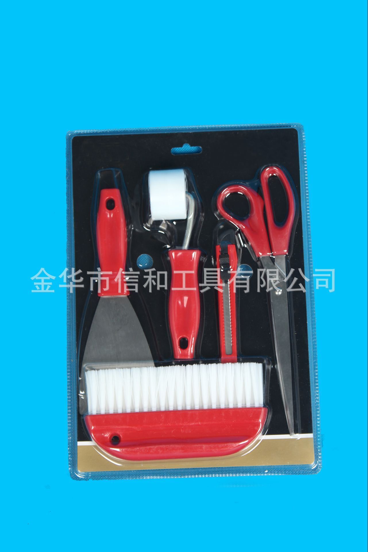 牆壁紙施工工具 毛刷 裁紙刀 滾筒 油灰刀 剪刀 五件套