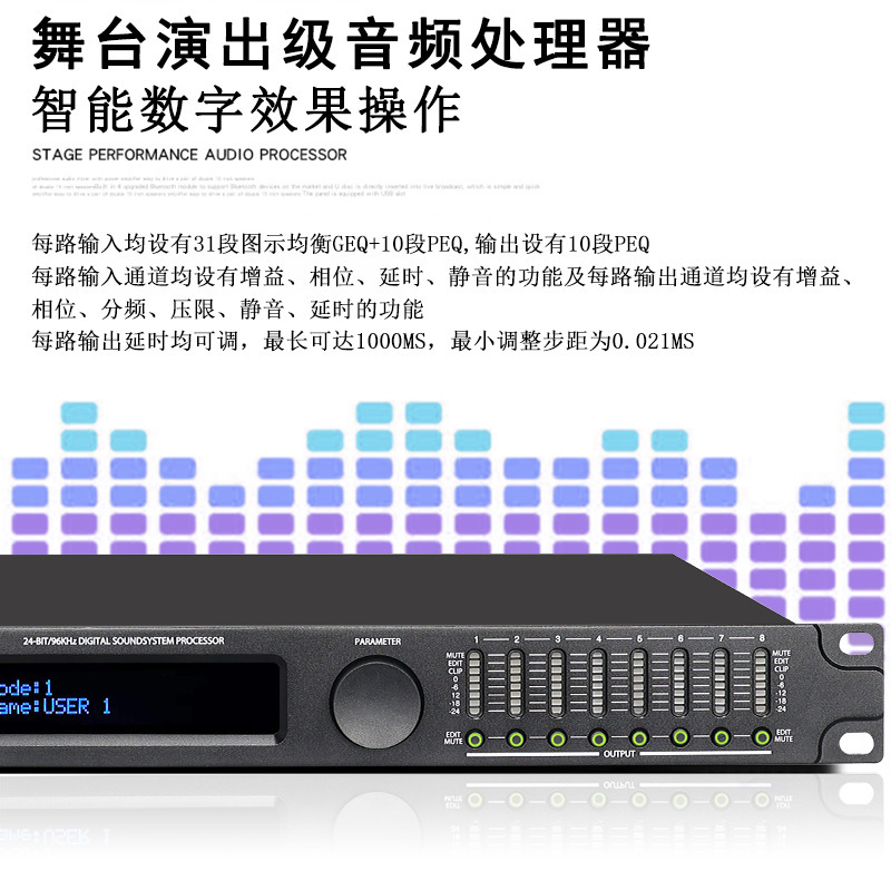 Audio processor professional stage meeting multimedia numeric 4 in 8-o-o-o-o-o-o-o-o-o.