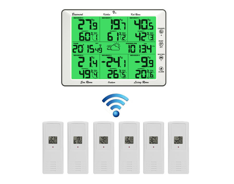 氣象時鐘大屏幕多功能數顯溫度溼度室內外大屏支持多頻道溫溼度計