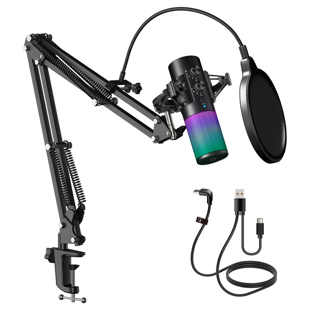 Các giá treo cánh tay U.S.B. Surf trực tiếp trên micro ghi lại micro ánh sáng RGB