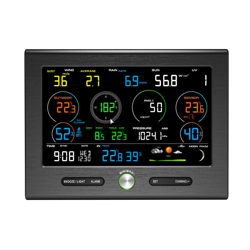 똑똑한 태양 날씨 스크린 날씨 계기 PM2.5 온도 젖은 풍속 바람에 비 UV 빛 날씨
