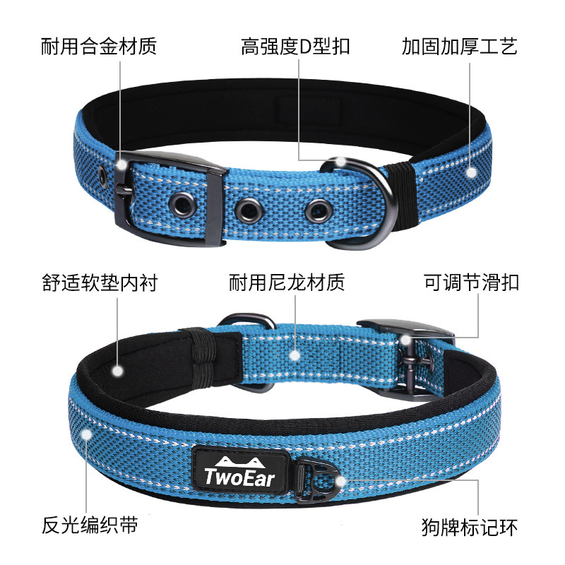 nylon reflectur coils with a small Amazon explosive dog that can adjust the necklace.