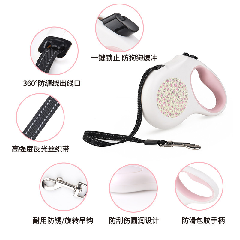 Cross-border pet towed ropes outside the house, automatic stretching of dog towed ropes, dog chain supplies
