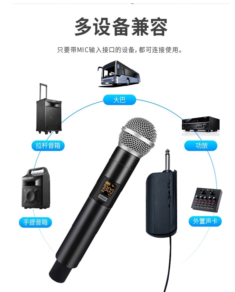 一拖一家庭KTV無線麥克風戶外音響演講即插即用K歌演出會議話筒