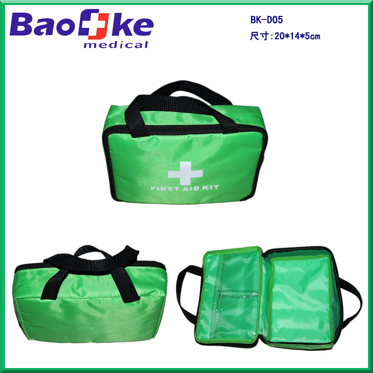 Travel first aid kit, green nylon-borne tourist emergency home care kit large