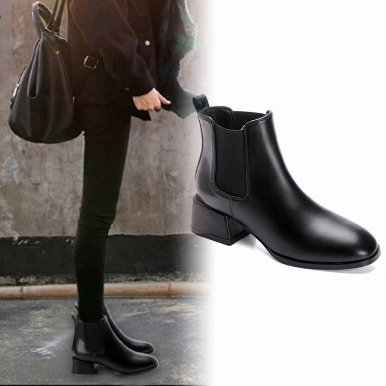 In the fall and winter of 2024, the new Han Chelsea boots were swollen and black-skinned with Martin's boots.