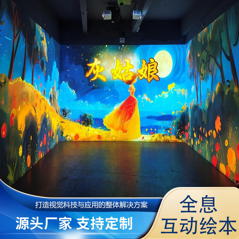 The wall projector of the classroom in the immersion of the 3xD Story Book of the Interactive Projector