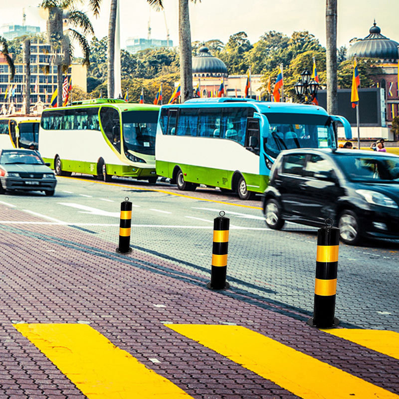 Steel tube warning poles, traffic fixed reflectors, markers, road barriers, plastic bumps.