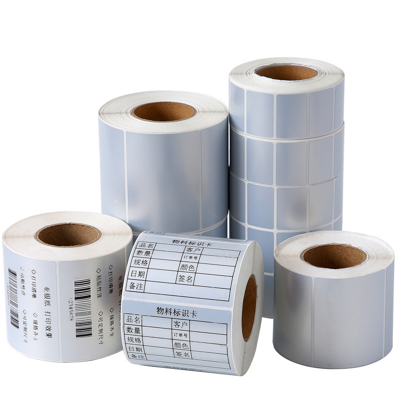 Silver Paper PET non-dry glue label 40 30 60 80 100 Device description bar-coded paper appliance