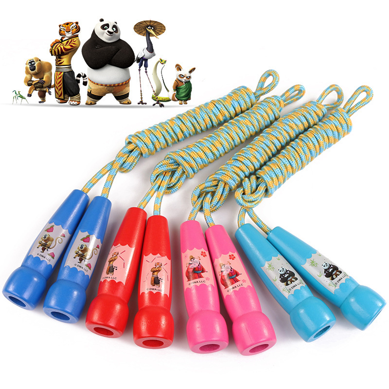 Children's wooden jump rope pandas, cartoon toy nursery school primary school can regulate jump ropes.