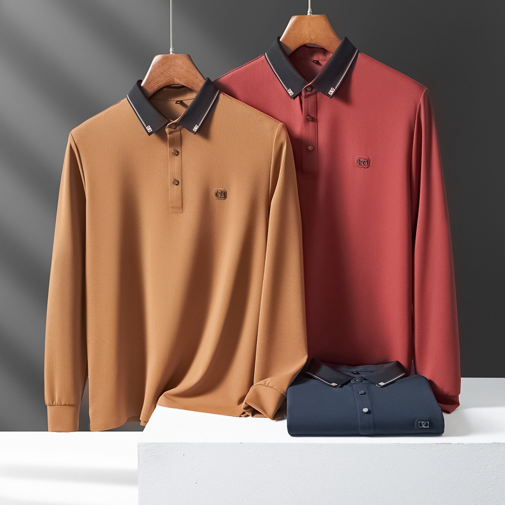 2024 new man with high-powered, light-sleeved, commercial and leisure-free polo shirts, t.