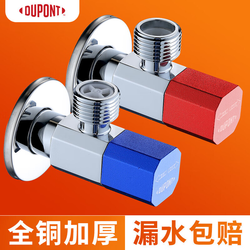 Van lượng giác màu xanh lá cây với van sừng nóng lạnh riêng biệt để ngăn chặn việc tua lại van nước đỏ và xanh.