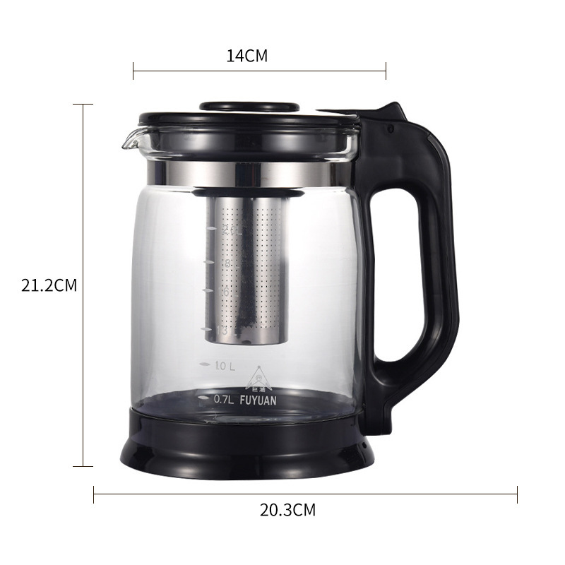 新款玻璃泡茶壶 茶具大容量2000ml家用带不锈钢内胆 19002