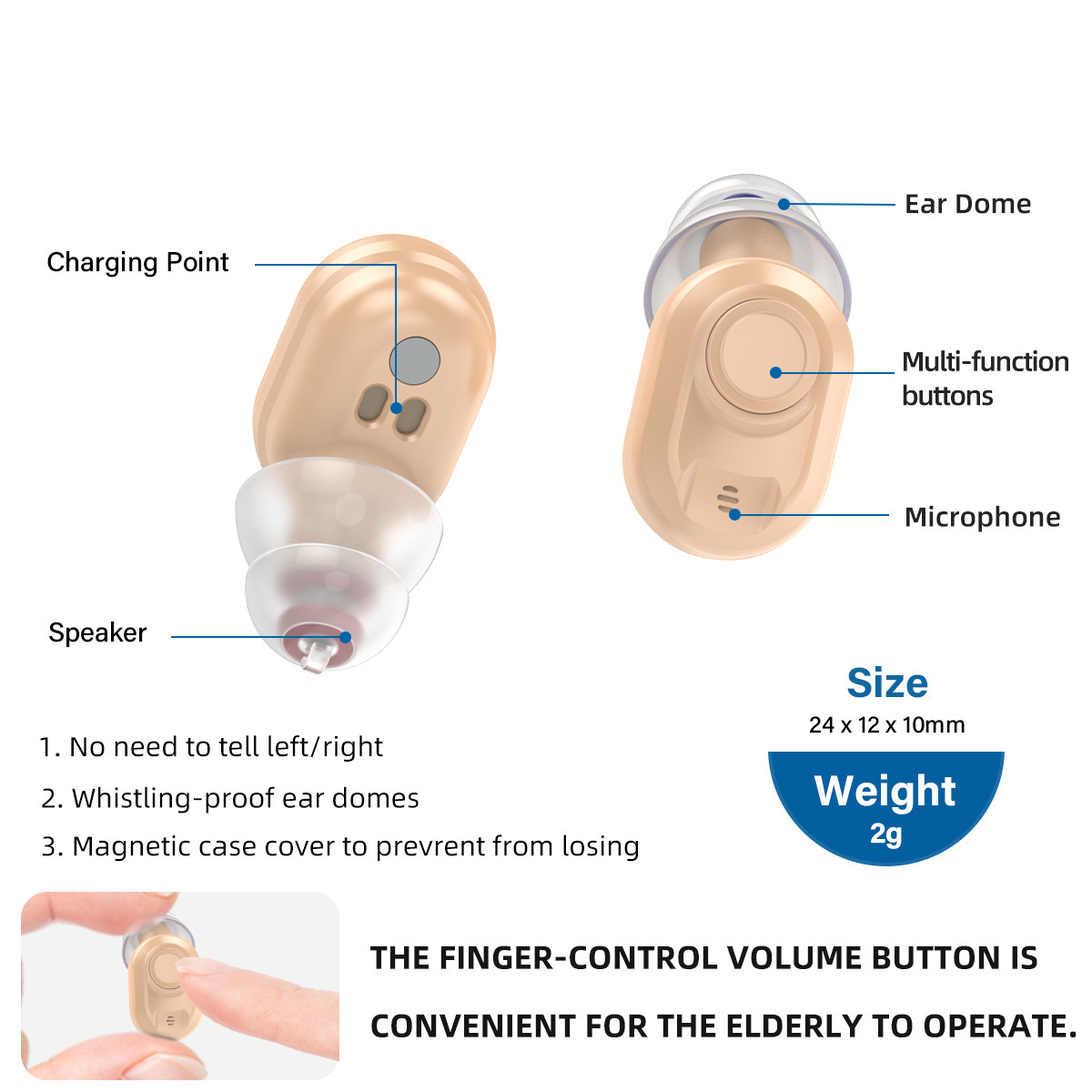 Vienatun leader's hearing aid, old sound amplifier, deaf ear and back charger ITE