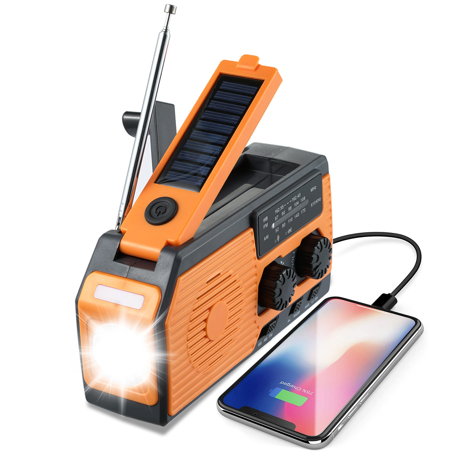 The Amazon's solar-powered waver emergency NOAA radio 50000mah charged power.