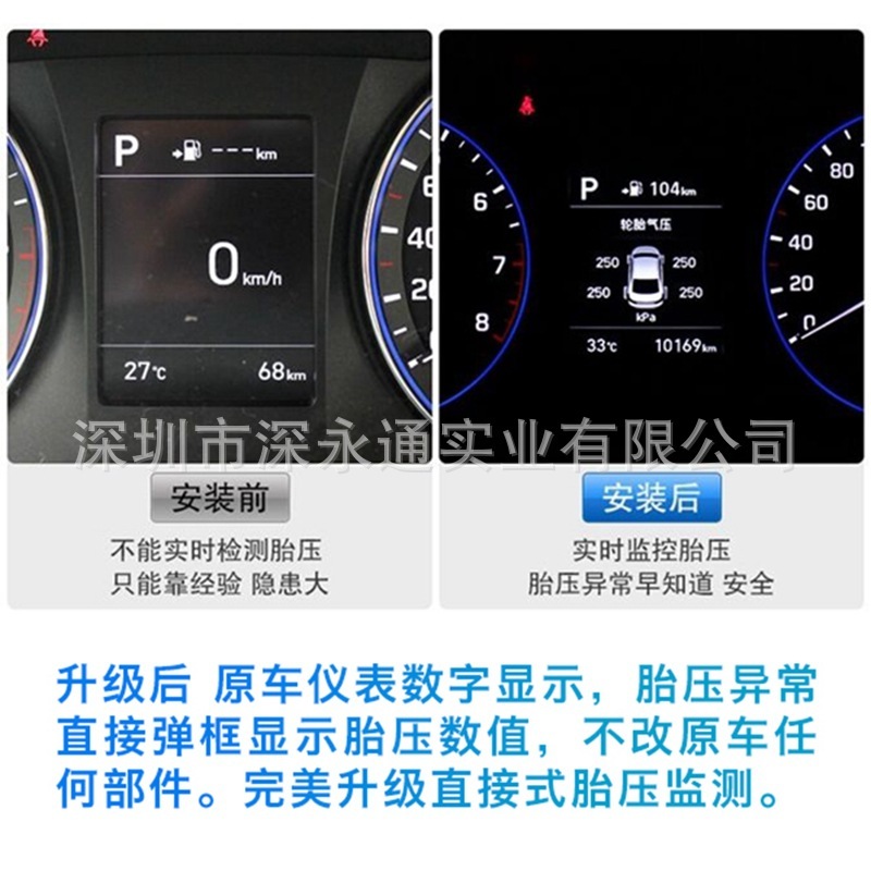 Bộ theo dõi áp lực xe hơi thông minh áp dụng cho bên trong của hệ thống xe hơi hiện đại.
