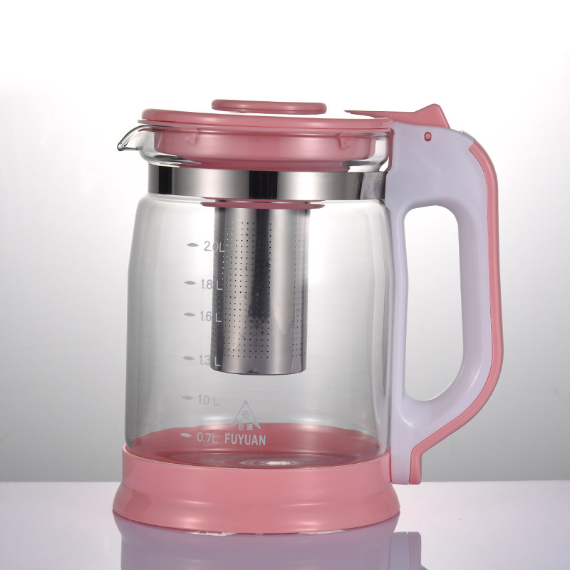 新款玻璃泡茶壶 茶具大容量2000ml家用带不锈钢内胆 19002