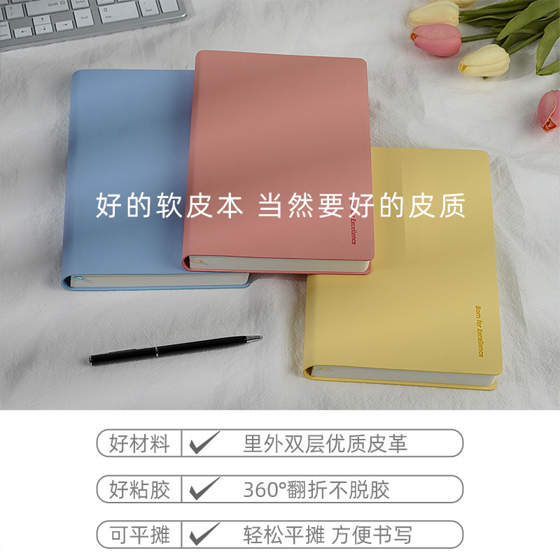 "Soft-skin a5 notebook with a thick, colorful job.