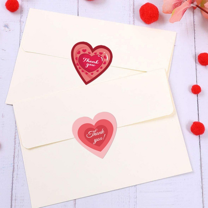 500 nhãn dán/ roll có màu nhãn hiệu trái tim, keo không khô, trang trí thẻ cho ngày Valentine