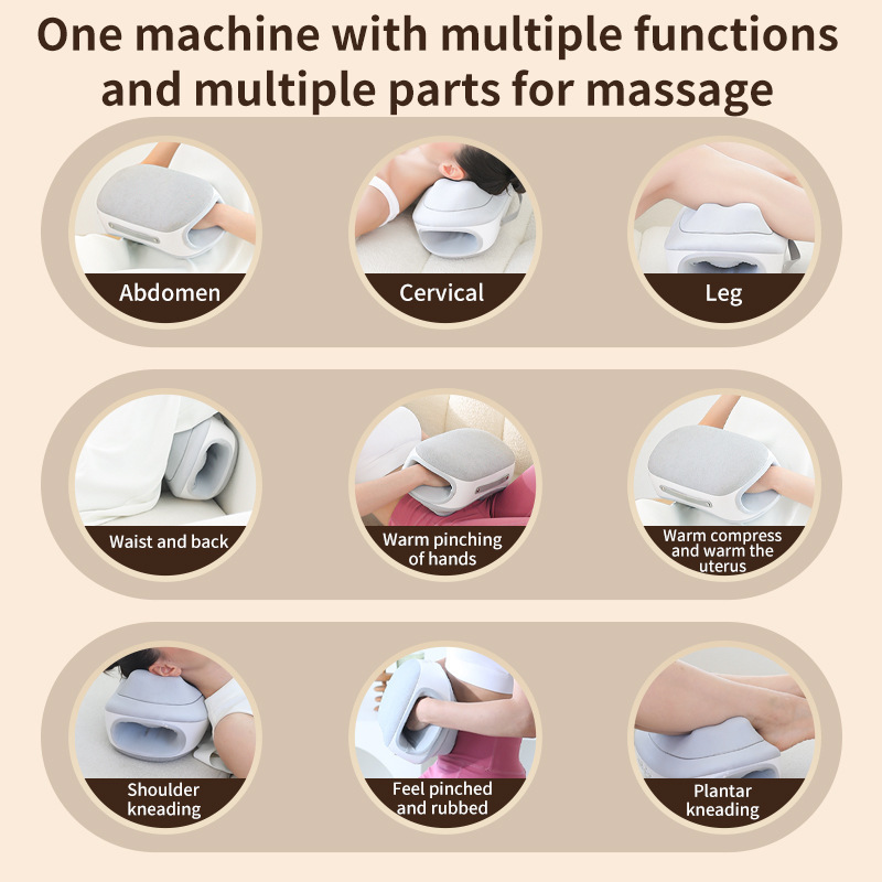跨境 多功能腹部按摩器手部气囊按摩家用自动揉腹仪揉肚子 英文图