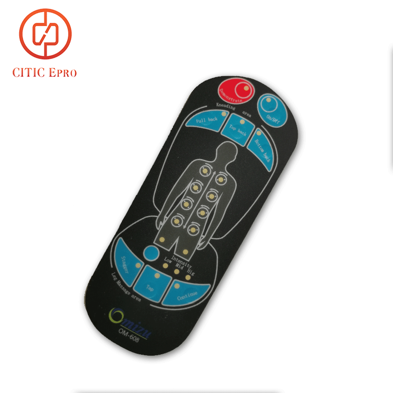 Shenzhen customised membrane switch on alcohol-resistant colour panel pans with soft conductor lines.