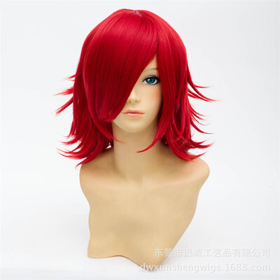 Cross-border direct supply of orange pink, short, multi-level retort short hair cos comic wig